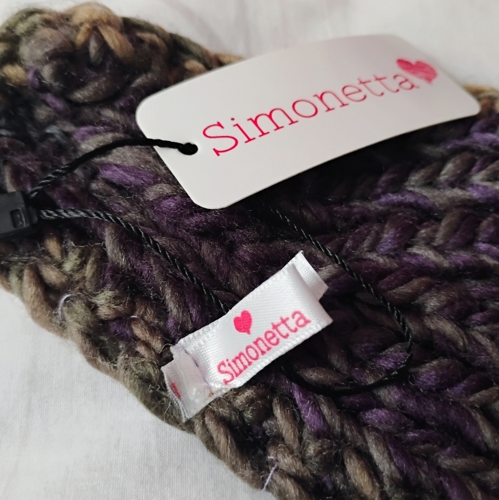 Simonetta Multicolor Knit Headband/ Neck Wrap with Flower Accent • New With Tag - Picture 7 of 8